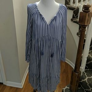 Old navy blue white stripe boho chic dress size S